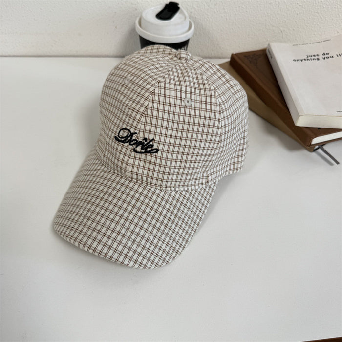 Wholesale Spring and Summer Brand Letter Embroidered Soft Top Baseball Cap Women's  Fashion  Plaid Cap