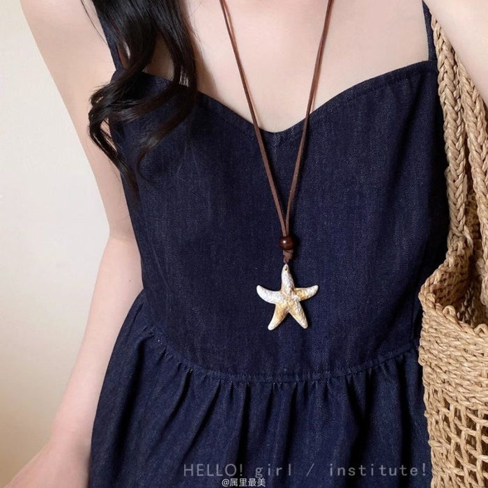 Wholesale Starfish Necklace Women's  Long Neck Sweat Chain