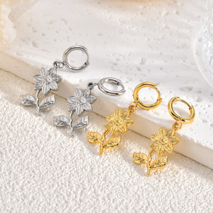 Wholesale Exaggerated stainless steel earrings with a light luxury and high-end design, niche women's earrings