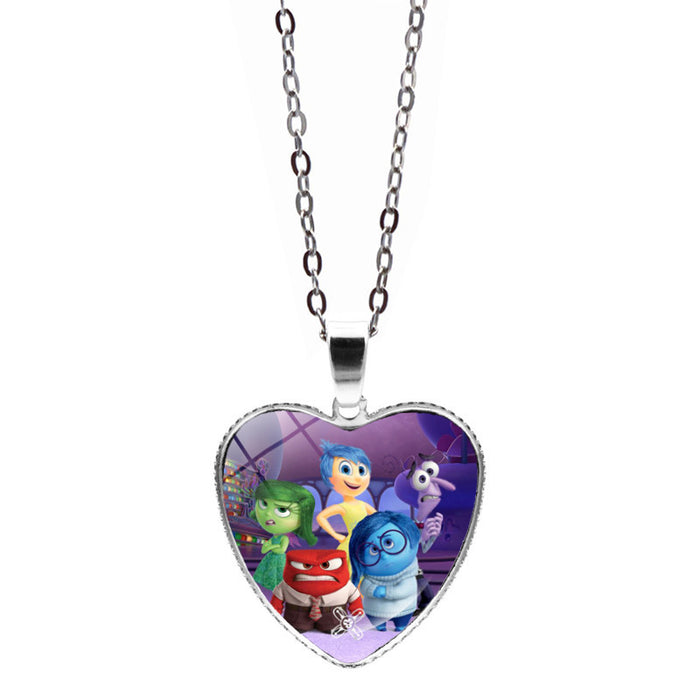 Wholesale Anime Inside Out Love Necklace Jewelry Girl Gift Inside Out 2 Heart Pendant Sweater Chain JDC-NE-JY005