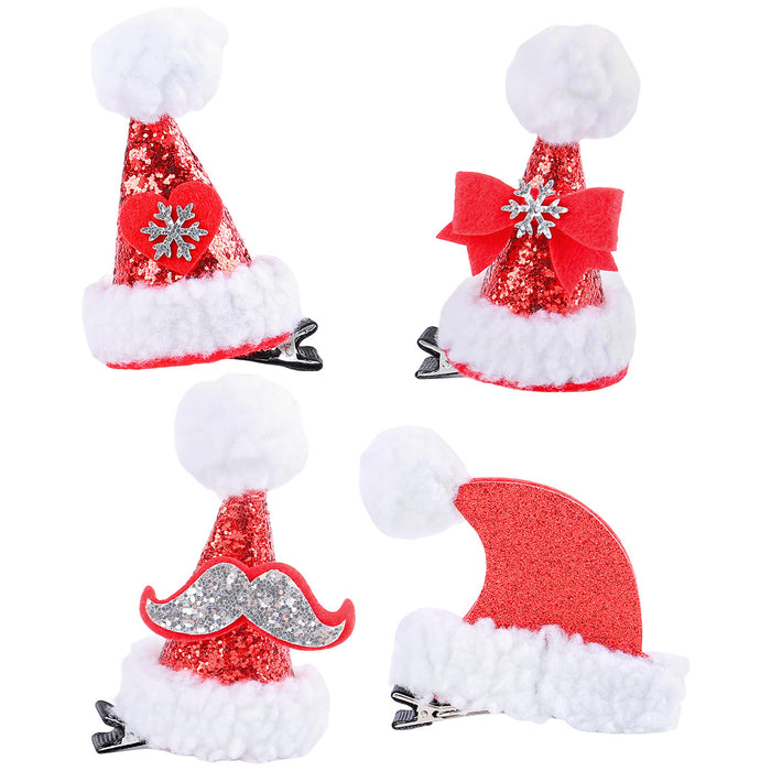 Wholesale Cute Christmas Hat Hairpins for Sequin Hat Duckbill Clip Cartoon Hairpins Headdress Christmas Hairpins