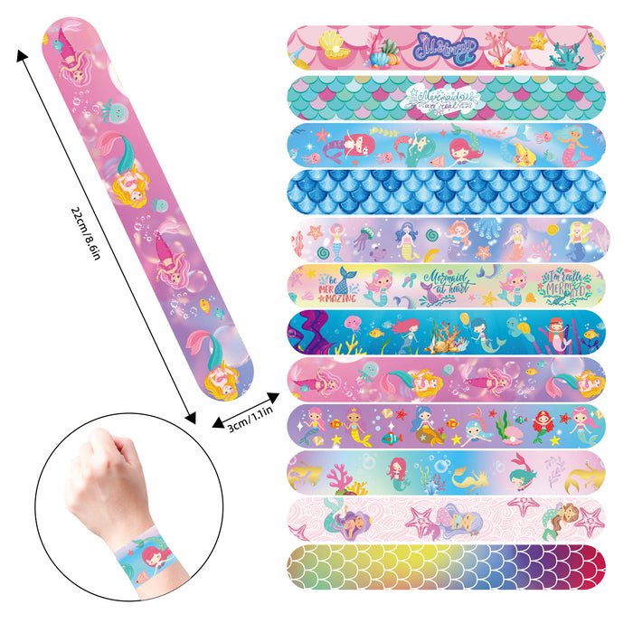 Wholesale 12pcs PVC mermaid snap ring bracelet children's party toy snap