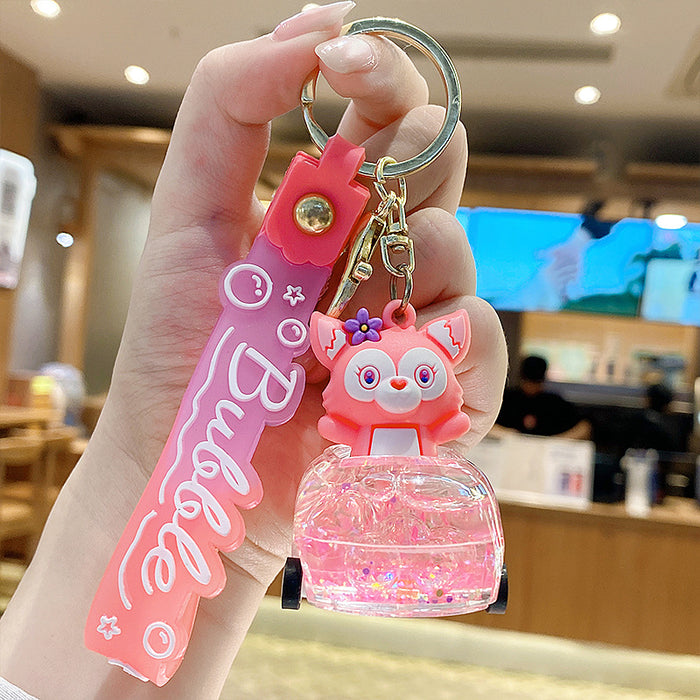 Wholesale Cute Donut Design Crystal Sand Floating Keychain Acrylic Fashion Accessory for Bags