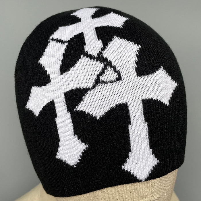 Wholesale Acrylic Cross Jacquard Yarn Knitted Hat JDC-FH-Mingw004