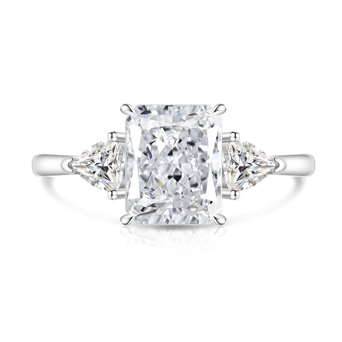 Wholesale Ice Flower Cut Square Ring Copper Real Gold Plating High Carbon Diamond Look Jewelry Accessory for Resale