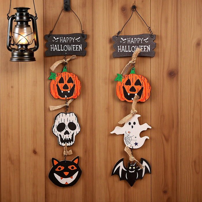 Wholesale  Decorations New Wooden Sign Door Hanging Pumpkin Ghost Ornaments Creative Pendants