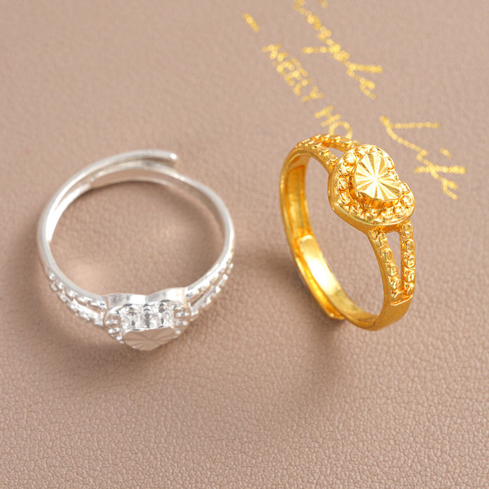 Wholesale Women's Ring Heart to Heart Sweet Fresh Opening Adjustable