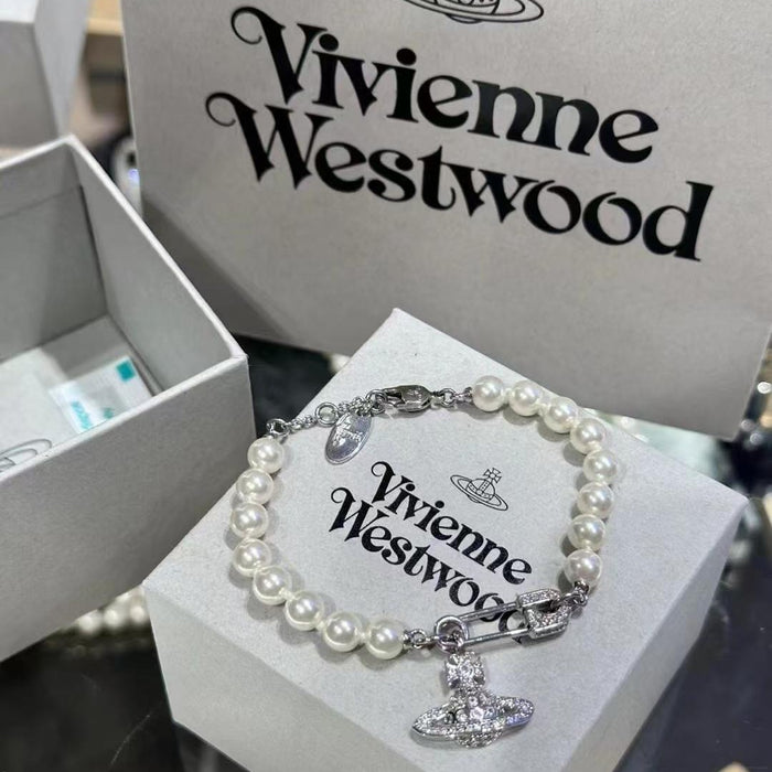 Wholesale  Full Diamond Pin Saturn Pearl Bracelet Women's  Pearl Bracelet