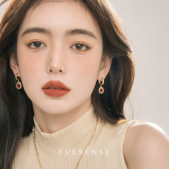 Wholesale Retro Red Agate Earrings Made of Beimu, High end, Light Luxury, Versatile, and Unique Design