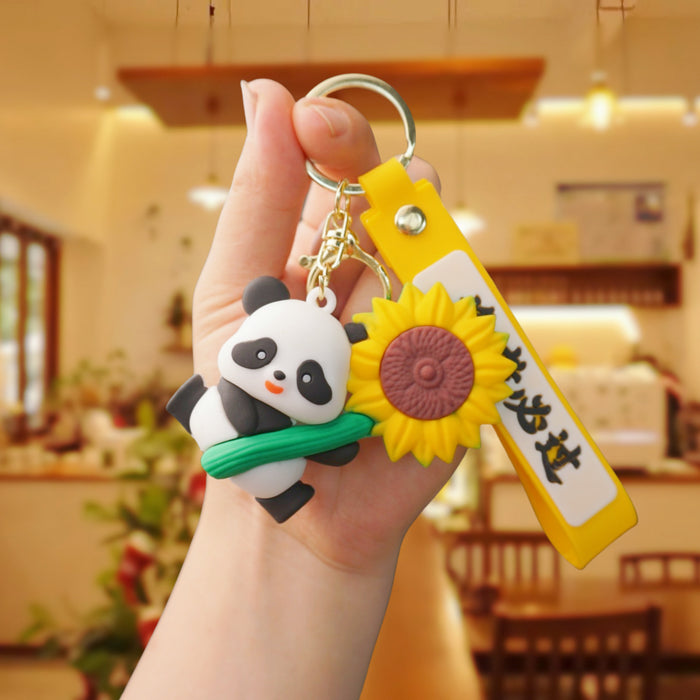 Wholesale Cartoon Cute Panda Keychain Small Pendant Creative Metal Jewelry