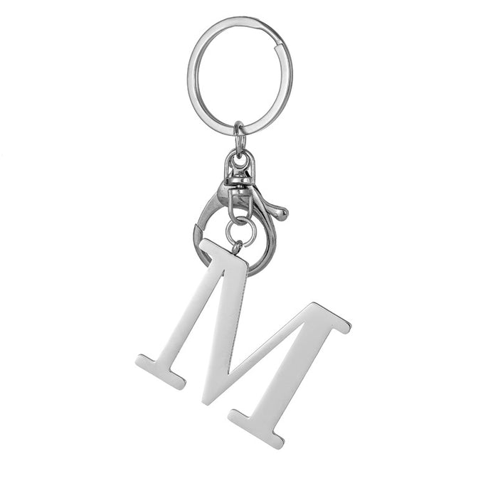 Wholesale Stainless Steel  Letter Key Chain Titanium Steel Keychain Initial Letter Modern Simple Backpack Pendant