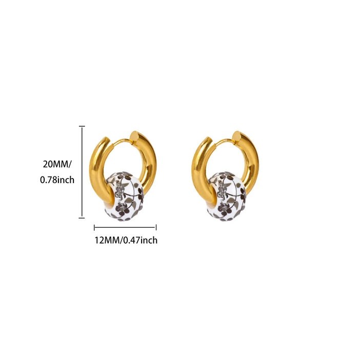 Wholesale Blue and white porcelain antique-style beaded hoop earrings