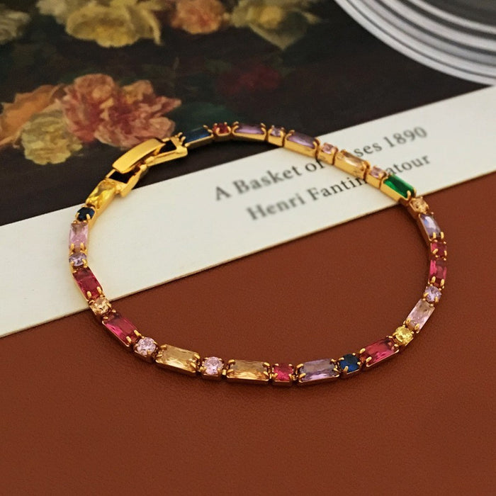 Wholesale Alloy Synthetic Color Zircon Bracelet Colorful Bracelet