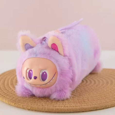 Wholesale Short Plush Cat Head Pencil Case Cartoon Design MOQ≥2