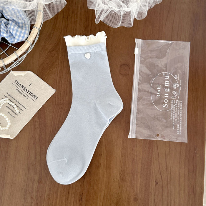 Wholesale Boneless socks, thin, versatile, mid tube, shell buckle, stacked socks, individually packaged