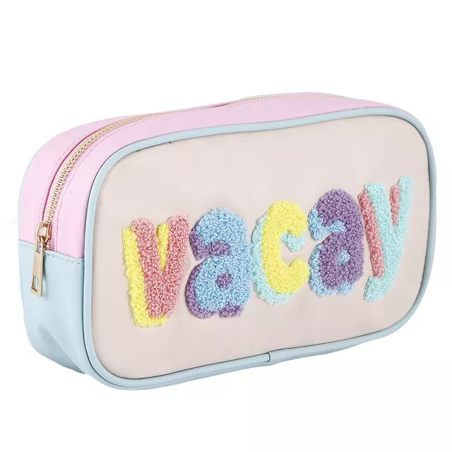 Wholesale Leather Stitching Embroidery Letters Cosmetic Bag JDC-CB-MLD001