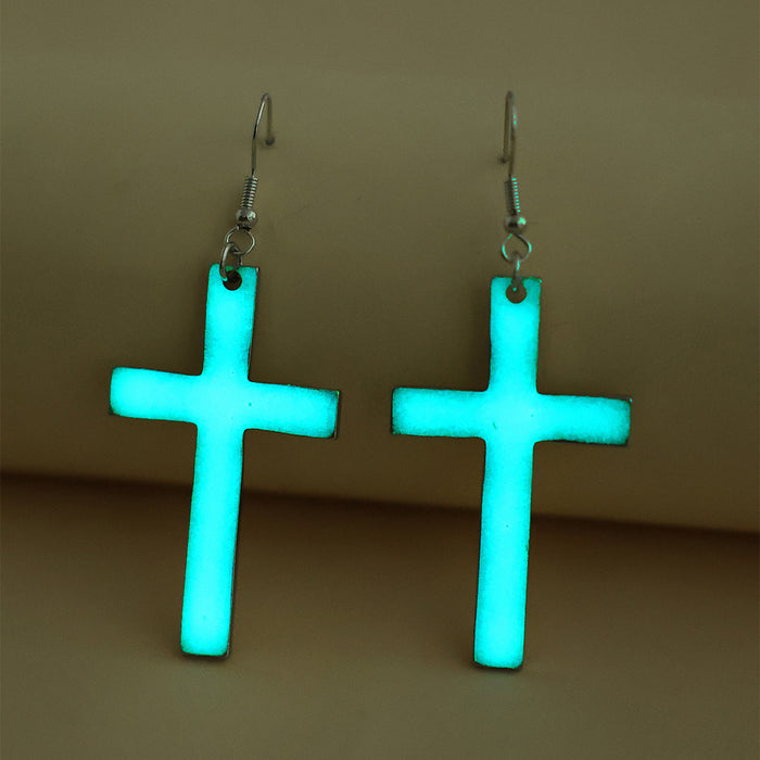 Wholesale Earrings Alloy Creative Luminous Cross JDC-ES-Saip093