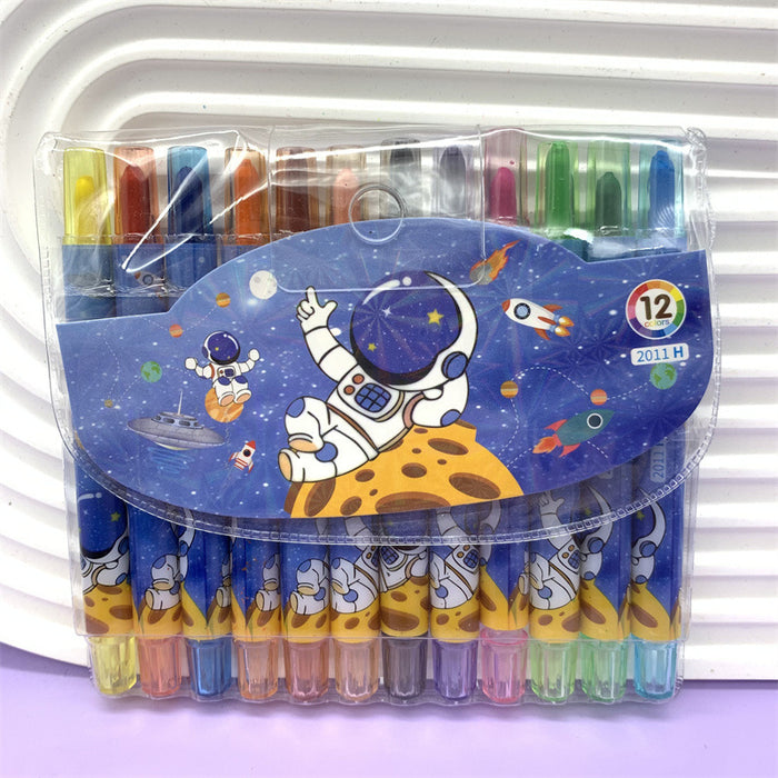 Wholesale Cartoon Cute Spinning Crayons 12 Color Oil Pastel Painting Brushes (S) JDC-CY-YunL001