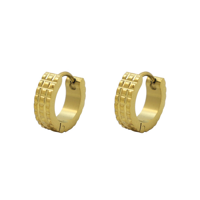 Wholesale Embossed lattice stainless steel earrings