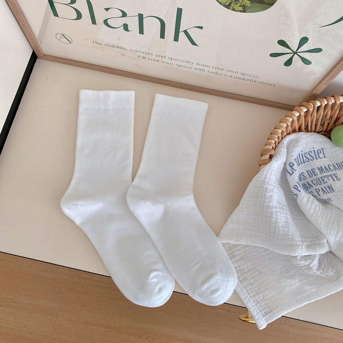 Wholesale White pile socks, mid tube socks, pure cotton, all cotton, elastic mouth socks, boneless long tube socks