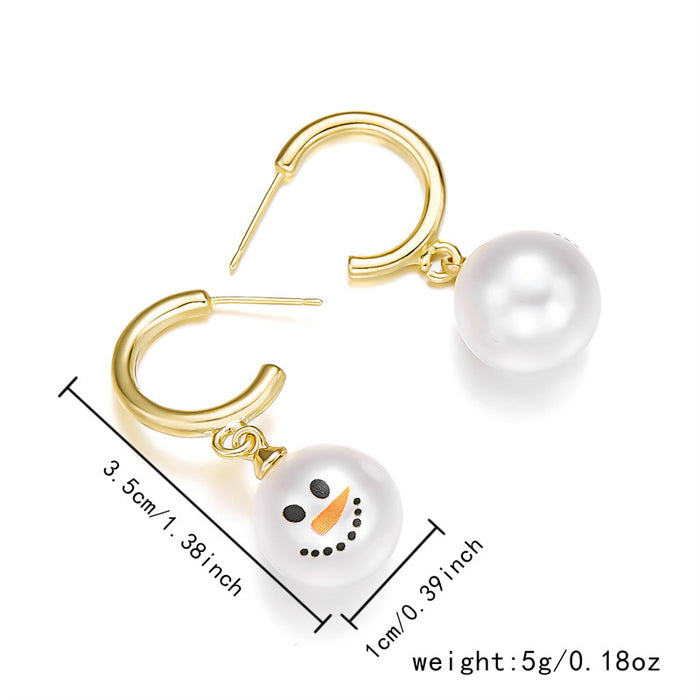 Wholesale Christmas Cute Diamond Snowman Earrings JDC-ES-GangM002