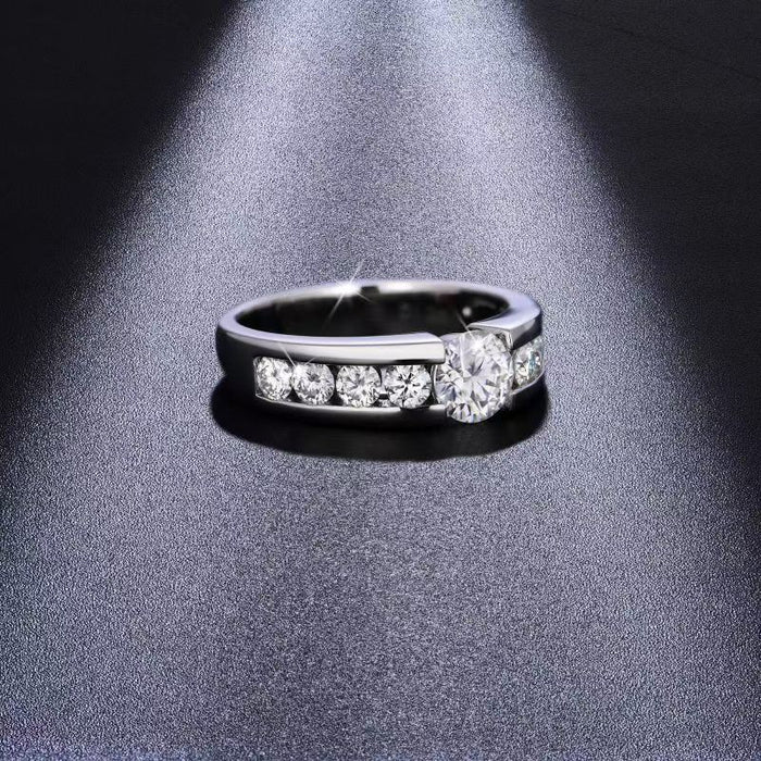 Wholesale New Fashion Round Diamond Set Ring Light Luxury Niche Ring Simple Personalized Ring