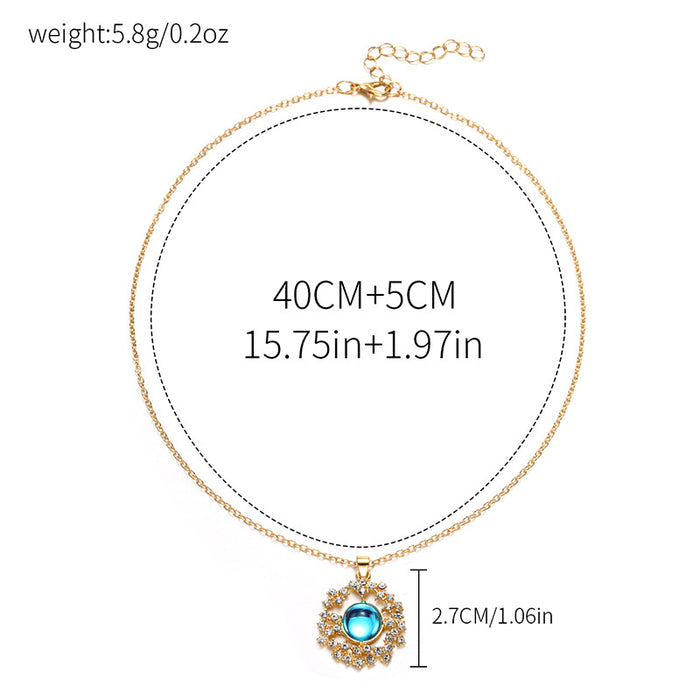 Wholesale Jewelry Fashion Diamond Set Necklace Personalized Alloy Planet Pendant Chain Necklace