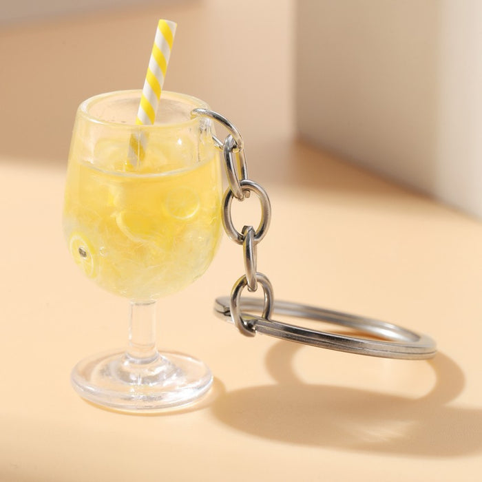 Wholesale Luminous Plastic Simulated Fruit Lemon Slice Goblet Keychain JDC-KC-RongRui049