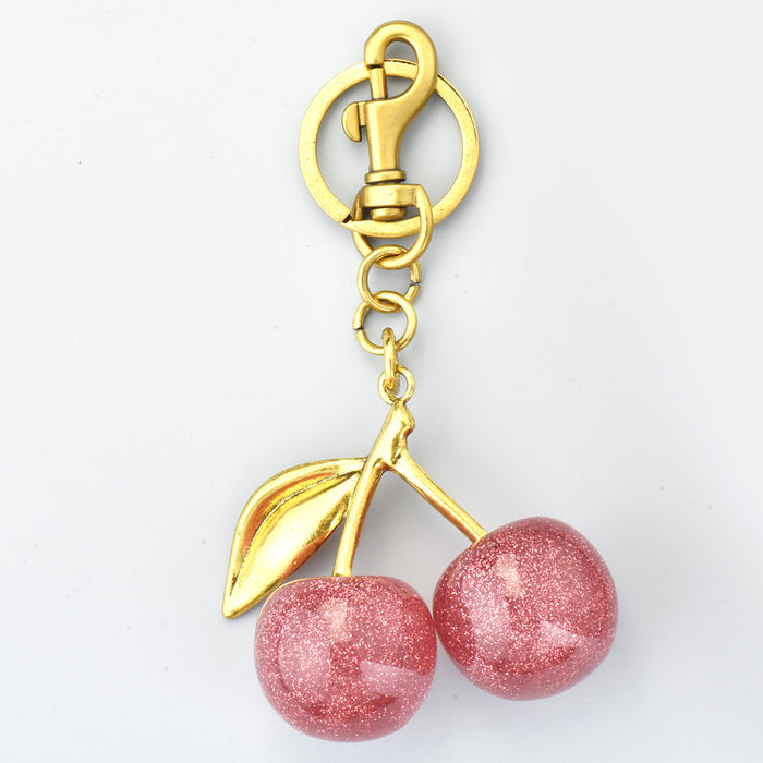 Wholesale Red Cherry Keychain Bag Pendant Women' s Bag Jewelry Exquisite Car Keychain