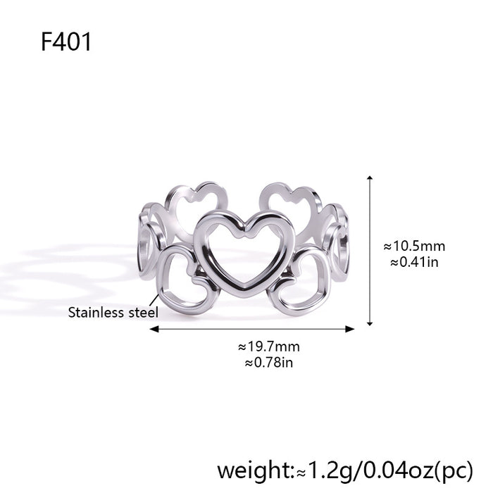 Wholesale Hollow Geometric Stainless Steel Adjustable Open Ring Gold Plated Jewelry