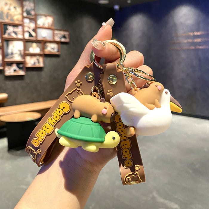 Wholesale Stylish Cartoon Capybara Keychain Car Key Accessory PVC Resale Gift MOQ≥2