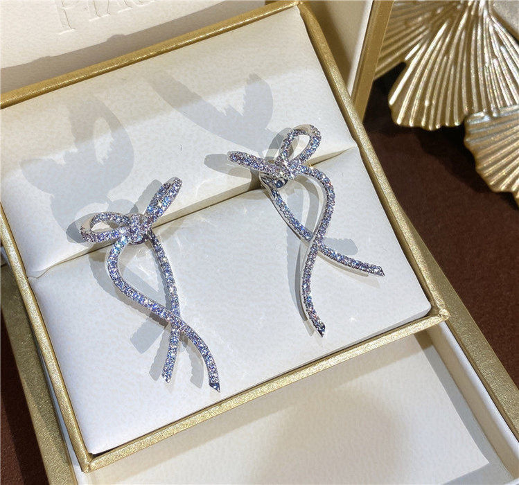 Wholesale Flower Tassel Zircon Earrings Copper Fashion Accessory MOQ≥2
