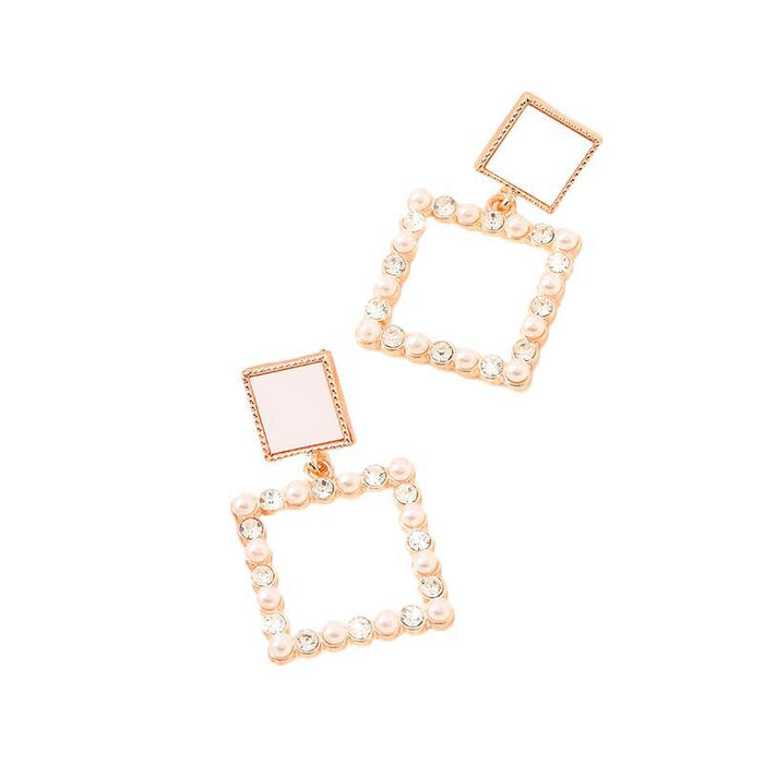 Wholesale Square Diamond White stud earrings