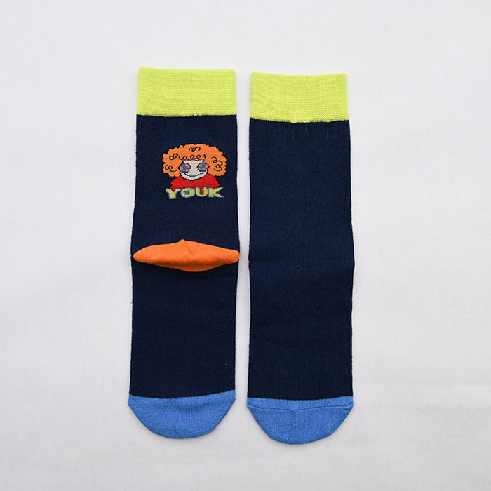 Wholesale New illustration women's socks, cotton socks, mid tube trendy socks, cartoon socks