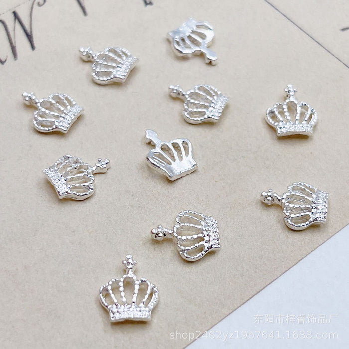 Wholesale Crown nail accessories, simple and three-dimensional metal nail accessories, alloy nail stickers