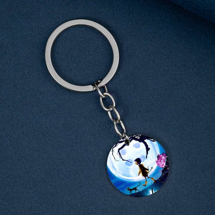 Wholesale Halloween Cartoon Color Printing Stainless Steel Keychain JDC-KC-HuanYu032