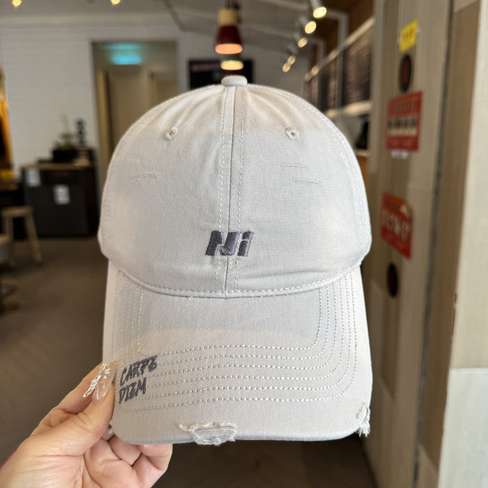 Wholesale Broken hole hat, washed baseball cap, casual embroidered letter duckbill cap, new season sun hat