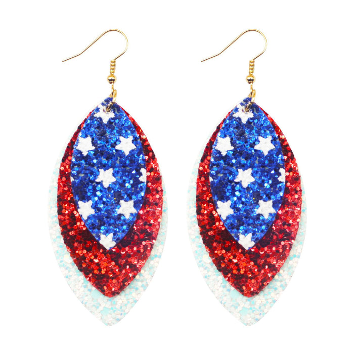 Wholesale Leather earrings with printed pentagram PU leather earrings and water droplet multi-layer earrings wholesale
