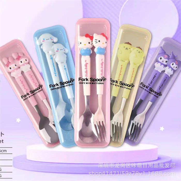 Wholesale Cartoon Printed Stainless Steel Cutlery Two-piece Set JDC-SN-Kameng001