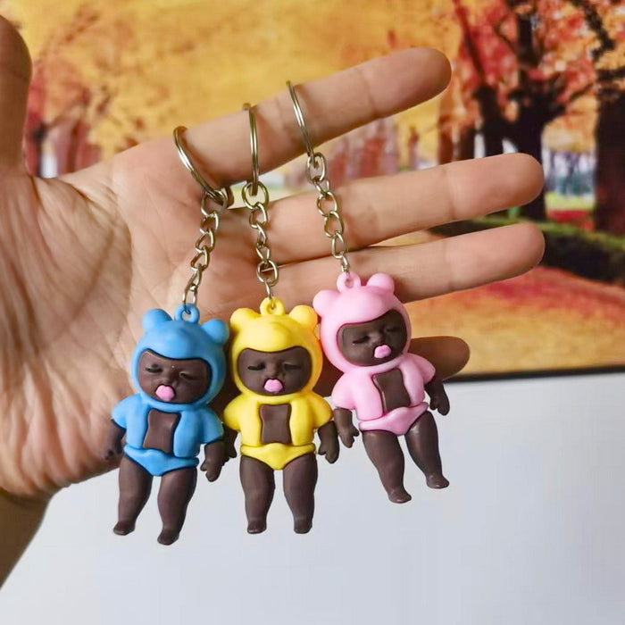 Wholesale 3pcs Black Doll Keychain Plush Doll Toy