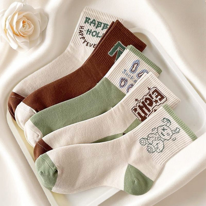 Wholesale Cartoon style fresh and versatile long socks with mid length socks