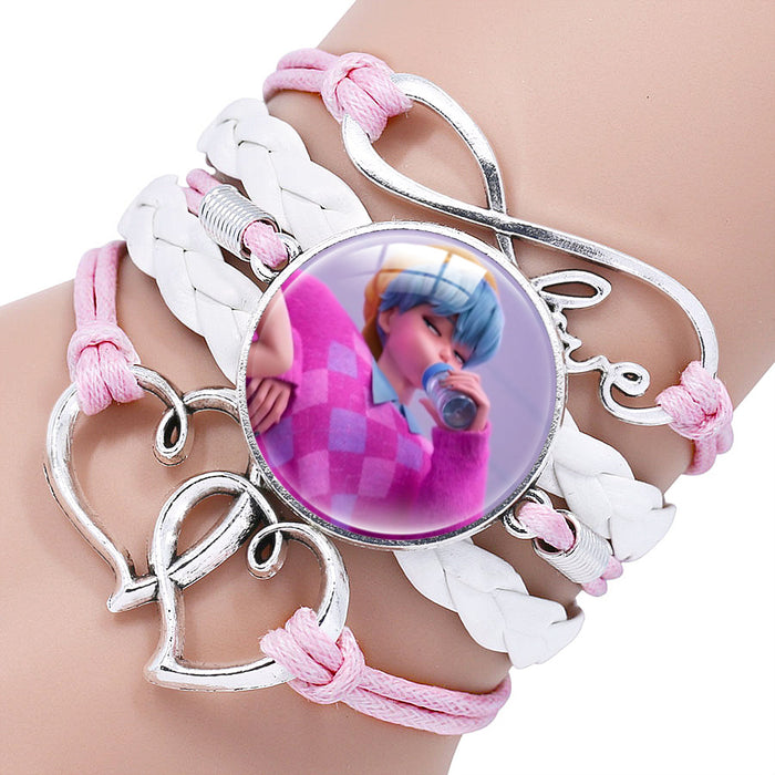 Wholesale KPOP Multi-layered Color-blocked Anime Character Crystal Bracelet
