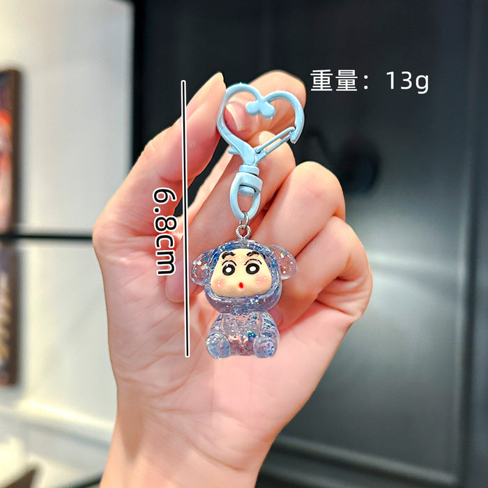 Wholesale Transparent glitter  bear doll pendant,  car bag accessory keychain chain mobile phone pendant small accessories