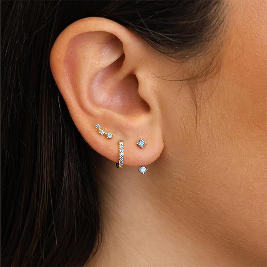 Wholesale Fashion and versatile accessories, copper inlaid with colorful zircon earrings, elegant temperament, perforated earrings