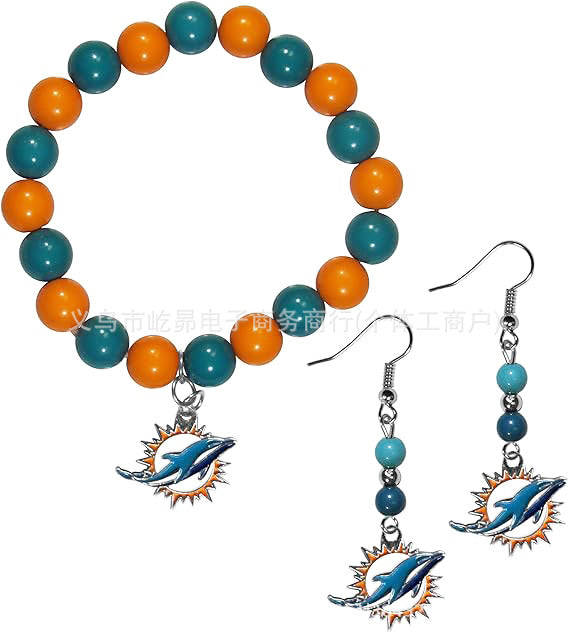 Wholesale Football Colored Candy Acrylic Bead Bracelet Earring Set