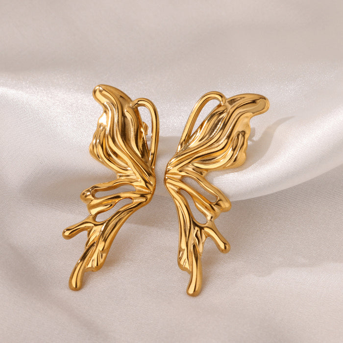 Wholesale Stainless steel 3D butterfly earrings with a stylish design