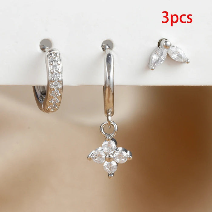 Wholesale Crystal flower earrings, geometric high-end earrings, earrings set, earrings accessories