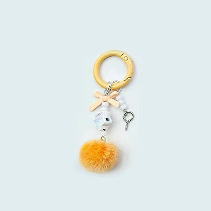 Wholesale Fur Ball Mobile Phone Chain Beaded Cute Hanging Chain Pendant Keychain