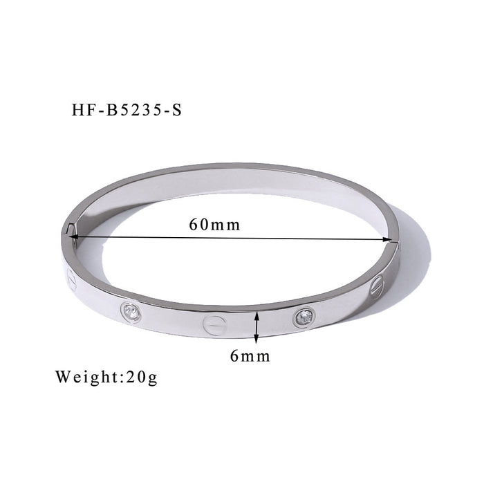 Wholesale Stainless steel bracelet with one nail and one diamond mirror polished bracelet
