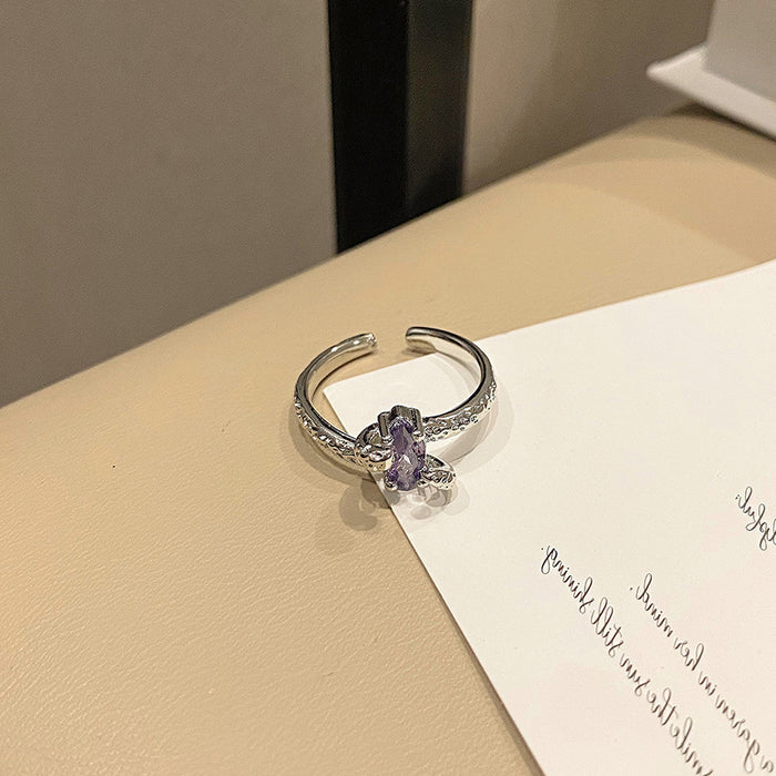 Wholesale Exquisite niche zircon butterfly diamond ring with minimalist layering style and versatile ring accessories